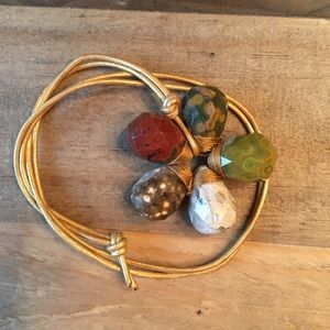 Faceted jasper on leather cord
